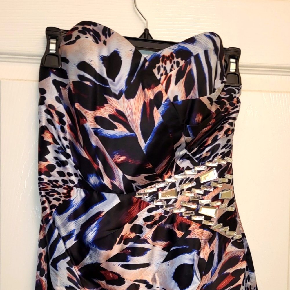 Sliver blue multi printed mini dress